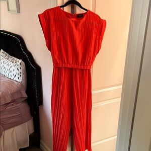 Red Pleated Two Piece Set